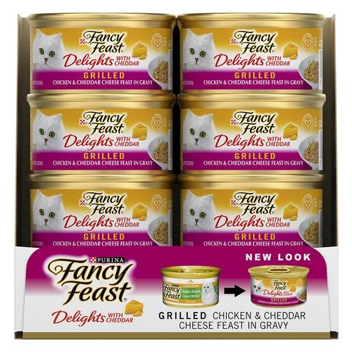 FANCY FEAST Delights with Cheddar Grilled Chicken & Cheddar Cheese in Gravy 85gx24