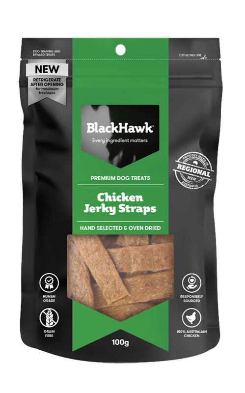 Black Hawk Dog Treat Chicken Jerky Straps 100g