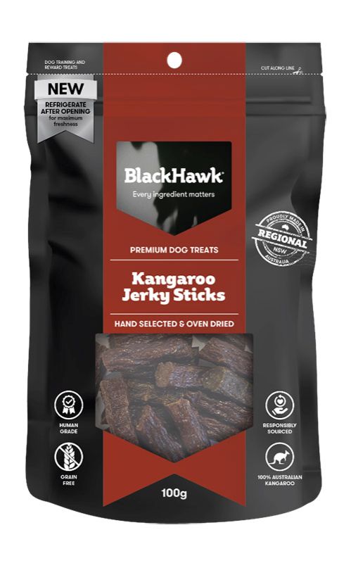 Black Hawk Dog Treat Kangaroo Jerky Sticks 100g