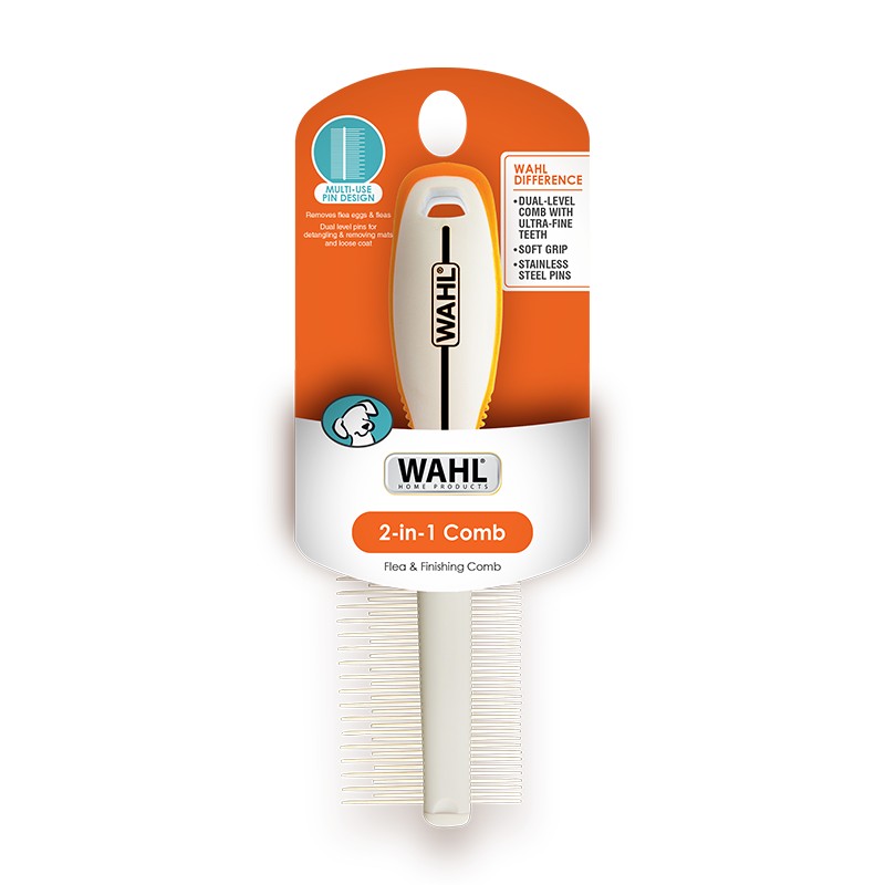 WAHL 2 in 1 Finishing & Flea Comb Orange/White