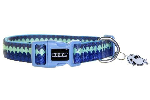 DOOG Pluto Collar - Small Blue & Green Chevron (23-34cm)