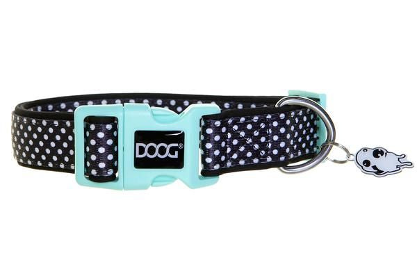 DOOG Pongo Collar - Extra Small Black with White Spots (14-25cm)
