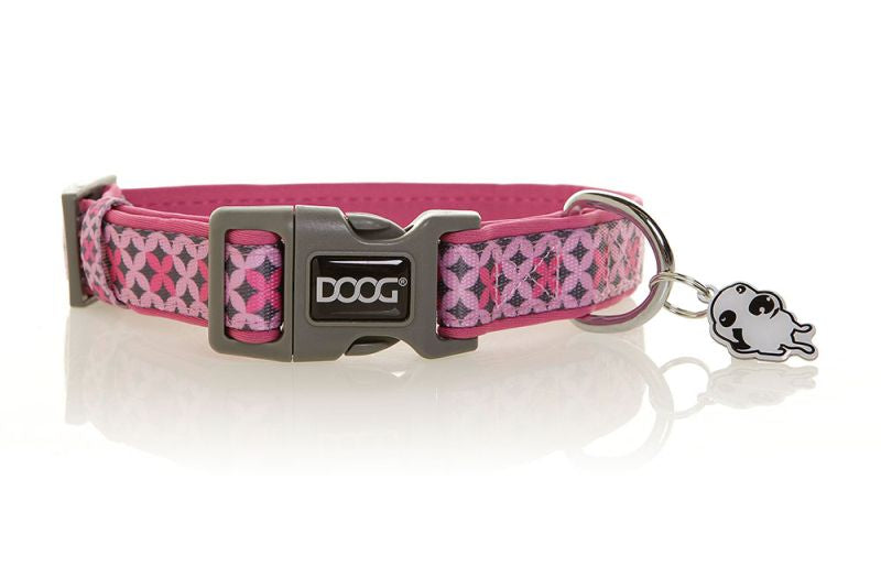 DOOG Toto Collar - pink & grey - large (42-62cm)