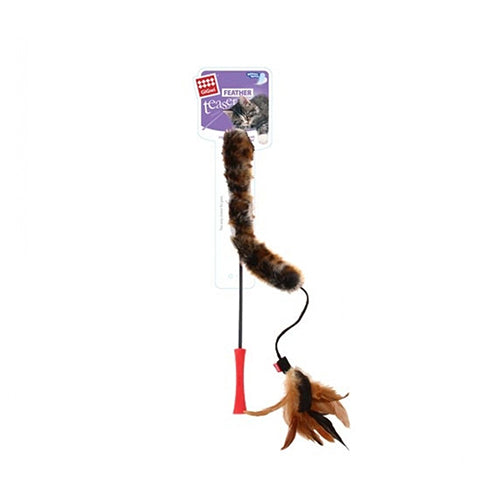 GIGWI CAT Feather Teaser TPR Wand Plush Tail 7014