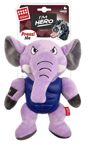 GIGWI Im Hero Armour Elephant Plush Squeak 8093