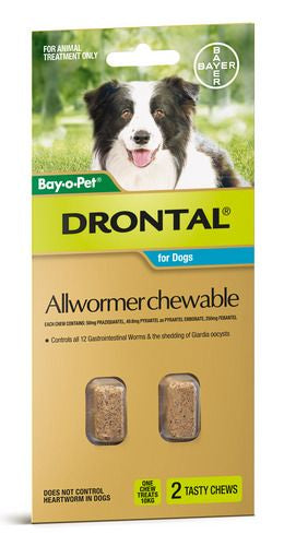 Drontal Dog Chewable 2 Chews (One chew treats 10kg)