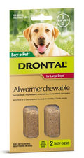 Drontal Dog Chewable 2 Chews (One chew treats 35kg)