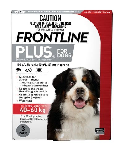 Frontline XLarge Dog Red 3's (40-60kg)
