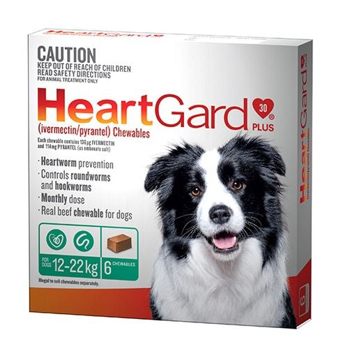Heartgard Plus Medium Dog 12 - 22kg Green 6's