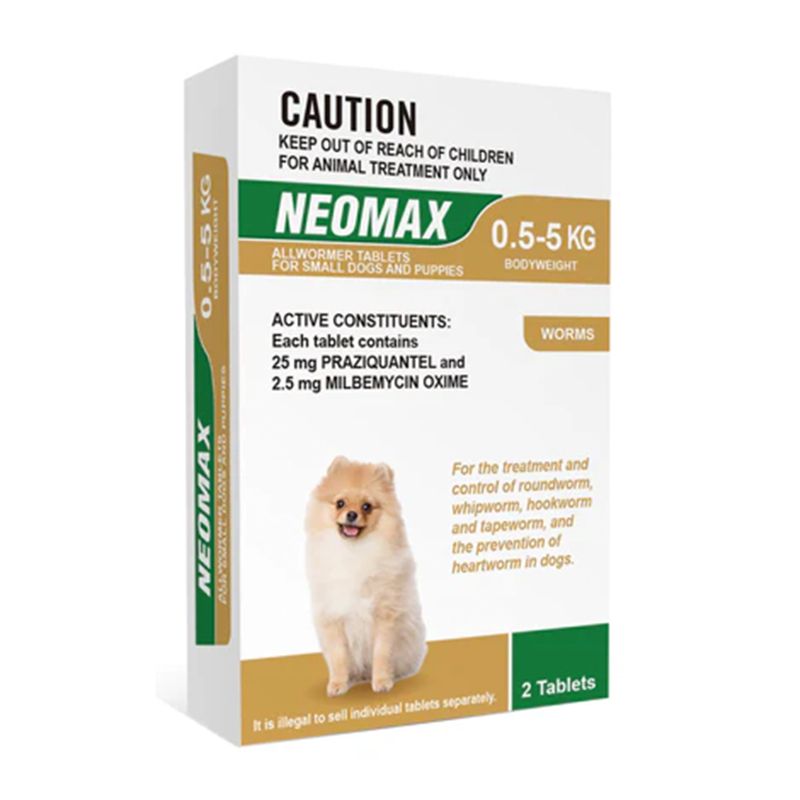 NEOMAX Allwormer 2 Tablets for Small Dogs & Puppies 0-5kg**