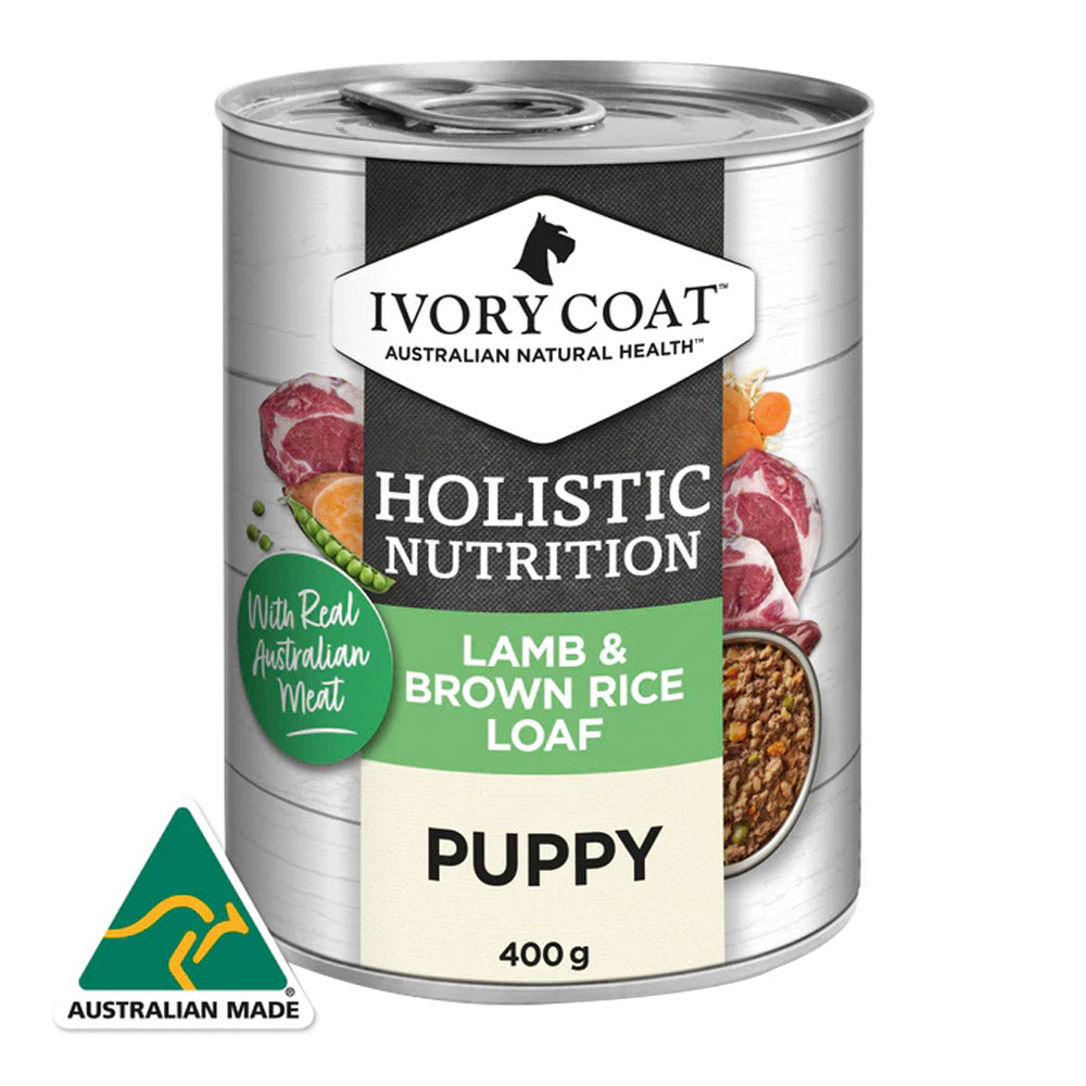 IVORY COAT DOG Wholegrain Puppy Lamb & Brown Rice Loaf 400g (12)**s