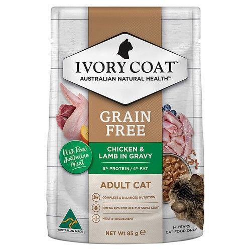 IVORY COAT Adult Cat Wet Chicken with Lamb 85g (12)