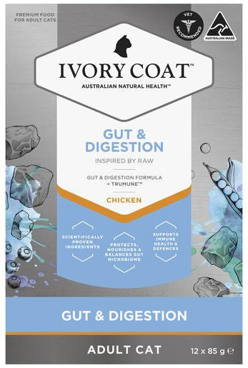IVORY COAT Cat RAW GUT & DIGESTION Chicken 85g (12)