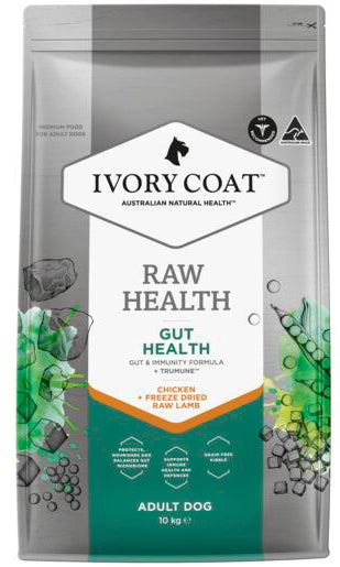 IVORY COAT Dog RAW HEALTH Gut Health Chicken + Freeze Dried Lamb 10kg
