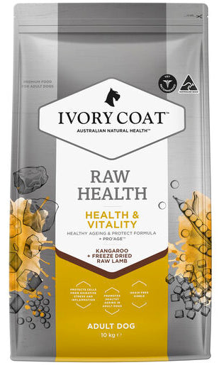 IVORY COAT Dog RAW HEALTH Health & Vitality Roo + Freeze Dried Lamb 10kg