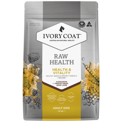 IVORY COAT Dog RAW HEALTH Health & Vitality Roo + Freeze Dried Lamb 1.8kg