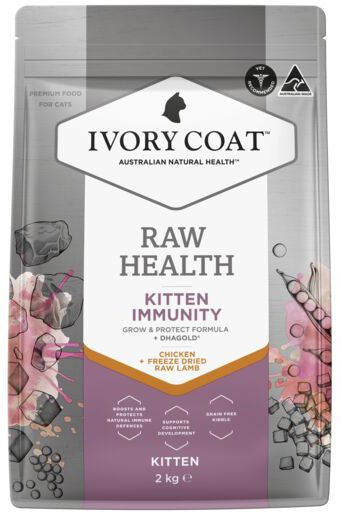 IVORY COAT Kitten RAW HEALTH Immunity Chicken + Freeze Dried Lamb 2kg