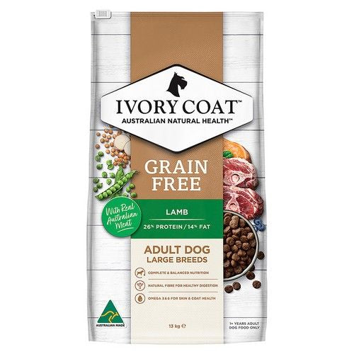 IVORY COAT Dog Grain Free Adult Lamb & Coconut Oil Large Breed 13kg