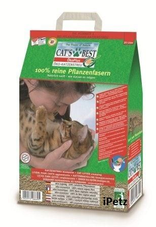 Cats Best Oko Plus cat litter 20L (8.6kg) in a bag, showing the natural wood-based clumping cat litter for odor control