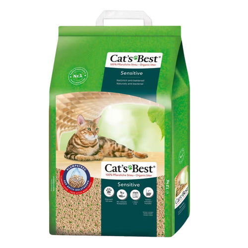 Cat's Best Sensitive Litter 20L bag, natural pet accessory for cats, with biodegradable, odor-control cat litter from Pet Supplies Perth WA.