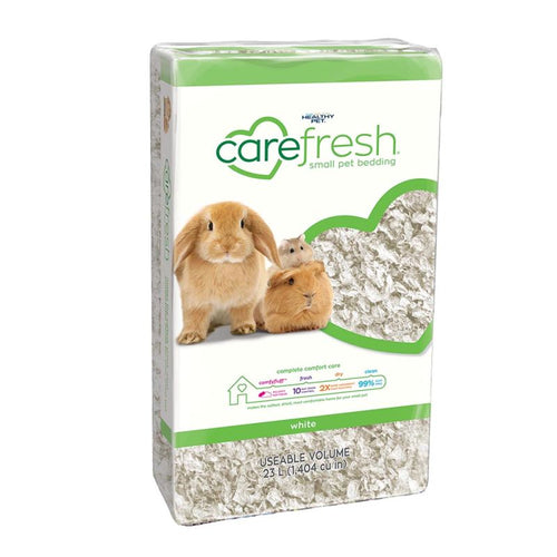 White Carefresh Complete pet bedding in a 23L bag, soft and absorbent, ideal for small animals.