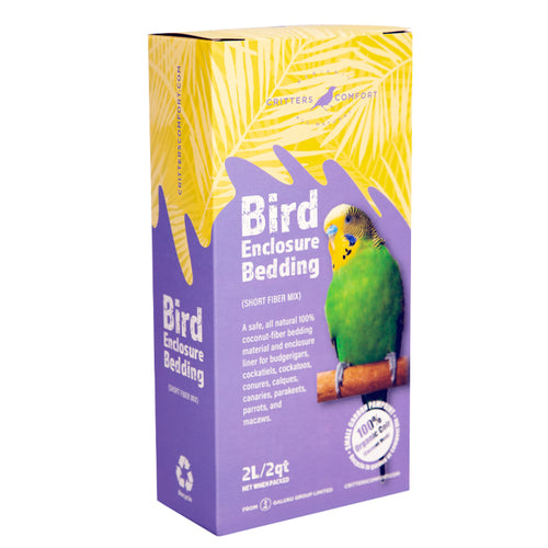 D AVI ONE Critters Comfort Bird Enclosure Bedding 2L, soft bedding material for bird cages, shown in a clean, comfortable setup.