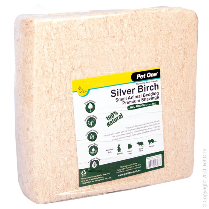 PET ONE Small Animal Bedding Silver Birch Shavings 4kg/62L