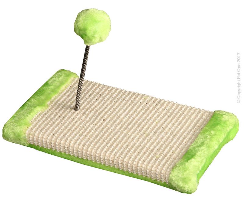 PET ONE Scratching Base with Spring Ball 30x15x15cm (Green)