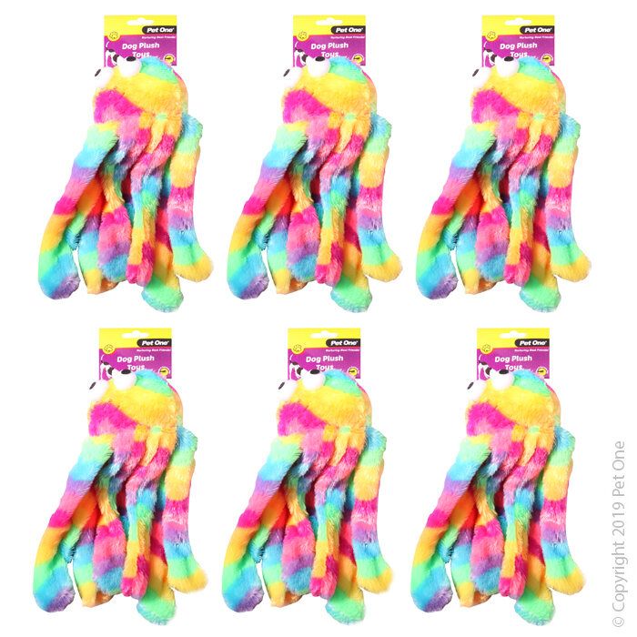 PET ONE Dog Toy Plush Rainbow Octopus 32cm (PACK OF 6)