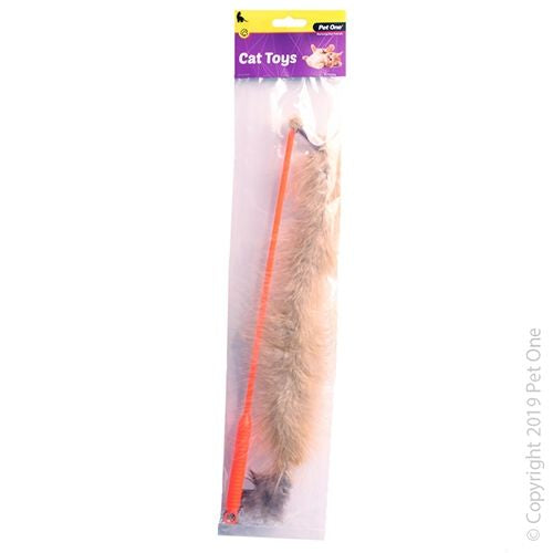 PET ONE Cat Toy Wand Tail With Bell 32cm Brown