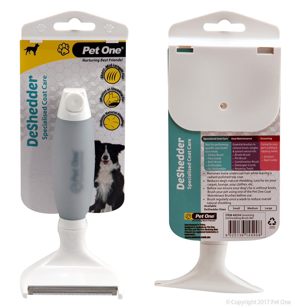 PET ONE Grooming DeShedder Brush MEDIUM