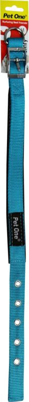 PET ONE Collar Nylon Adj 27 To 37cm Padded 20mm Aqua