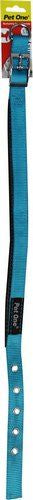 PET ONE Collar Nylon Adj 37 To 47cm Padded 20mm Aqua