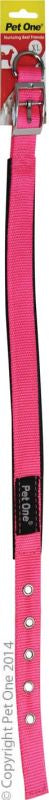 PET ONE Collar Nylon Adj 37 To 47cm Padded 20mm Pink