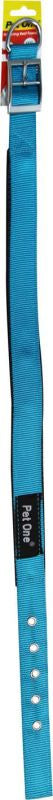 PET ONE Collar Nylon Adj 47 To 57cm Padded 25mm Aqua