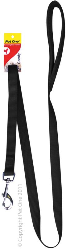 PET ONE Leash Nylon Padded 120cm 15mm Black