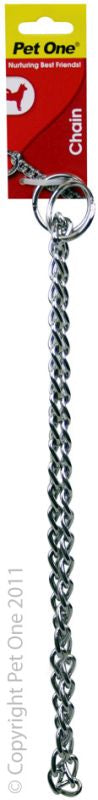 PET ONE Chain Check Collar Silver 45cm 2.5mm