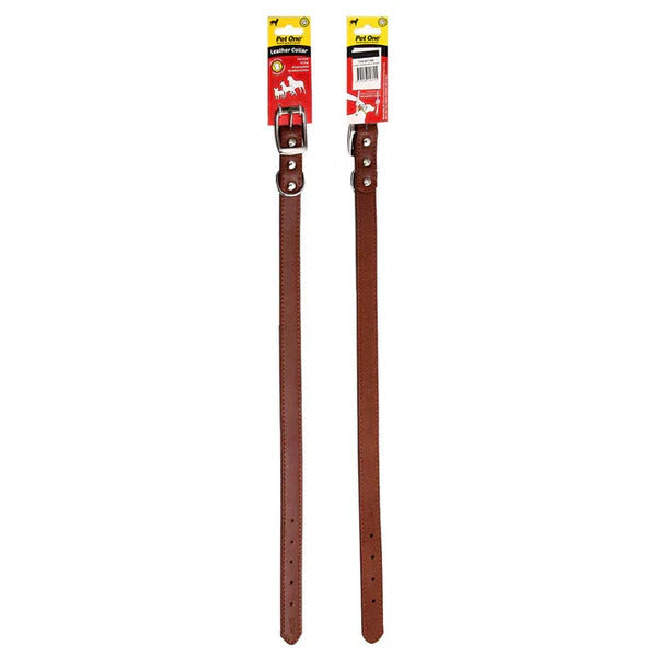 PET ONE Collar Plain Leather 55cm Brown