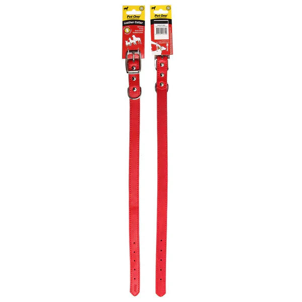 PET ONE Collar Plain Leather 65cm Red