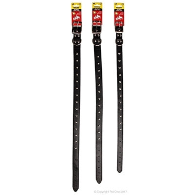PET ONE Collar Leather Single Row Studded 40cm Black