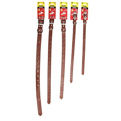 PET ONE Collar Leather Single Row Studded 45cm Brown