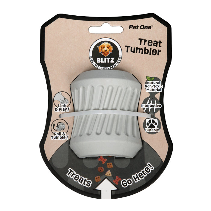 PET ONE BLITZ Rubber Treat Tumbler Grey MEDIUM