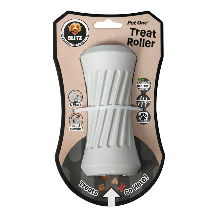 PET ONE BLITZ Rubber Treat Roller Grey MEDIUM