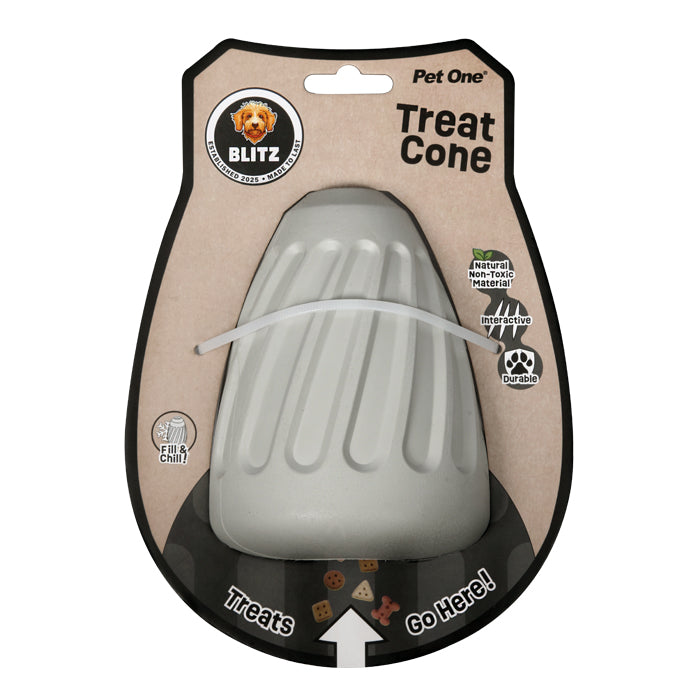 PET ONE BLITZ Rubber Treat Cone Grey LARGE