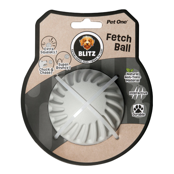 PET ONE BLITZ Rubber Fetch Ball Grey MEDIUM