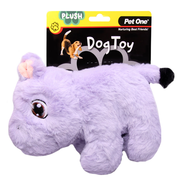 PET ONE Dog Toy Plush Squeaky Hippo 20cm