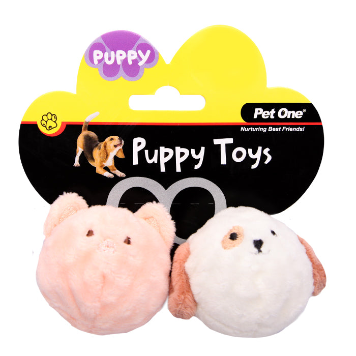 PET ONE Dog Toy Puppy Squeaky Pig & Dog Ball 2pce