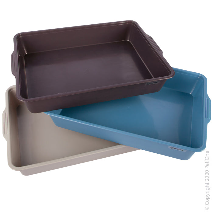 PET ONE Litter Tray Rectangle M 44x31x7cm 3 clr mix Blue Green Burgandy