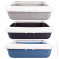PET ONE Litter Tray Rectangle L w lid 50x39x15cm 3 clr mix Blue Green Burgandy