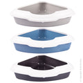 PET ONE Litter Tray Corner w lid 42x5614cm 3 clr mix Blue Green Burgandy